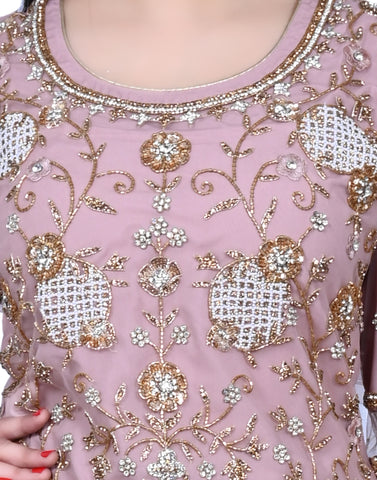 Pink Embroidered Party Wear Shirt With Sharara Pink Embroidered Party Wear Shirt With Sharara