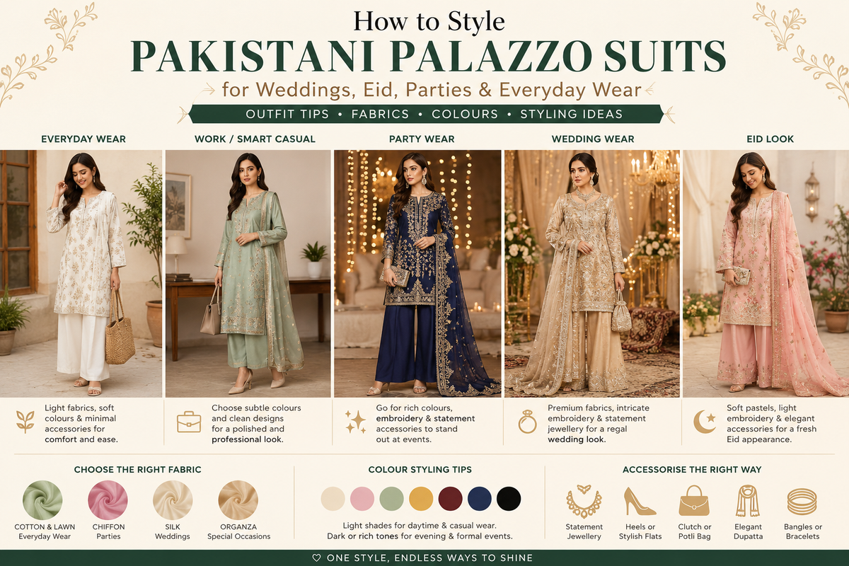 How to Style Pakistani Palazzo Suits for Different Occasions