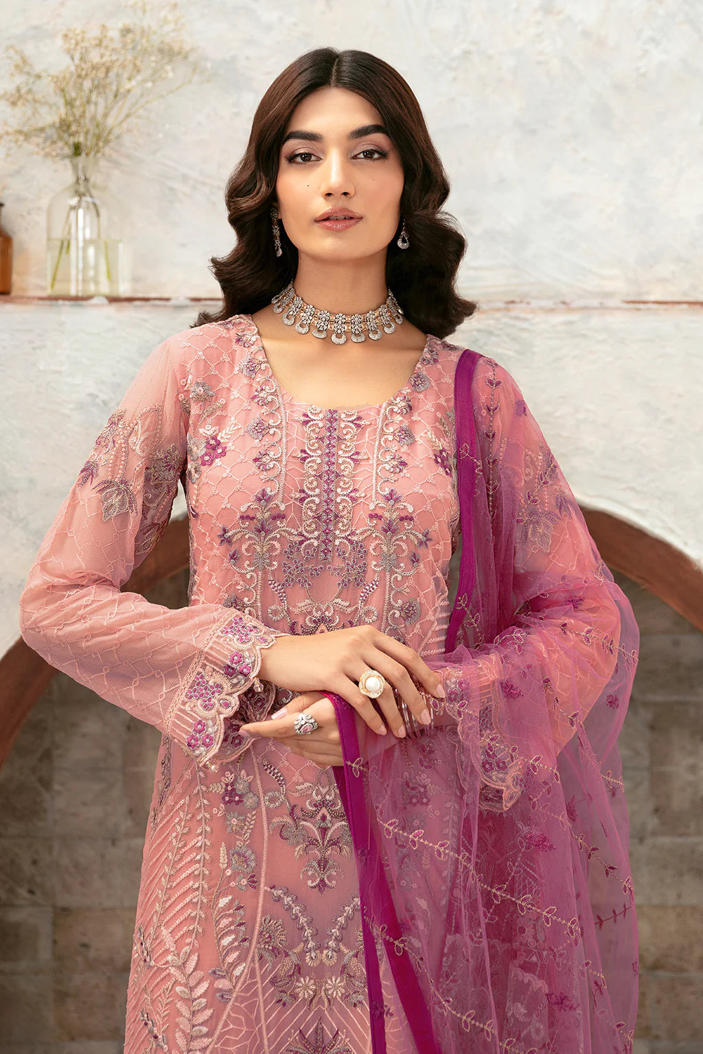 Ready To Wear Rangoon Chiffon Embroidered Collection By Ramsha D-1201