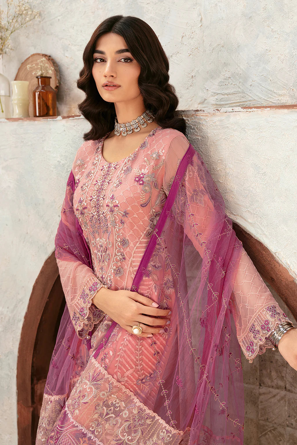 Ready To Wear Rangoon Chiffon Embroidered Collection By Ramsha D-1201