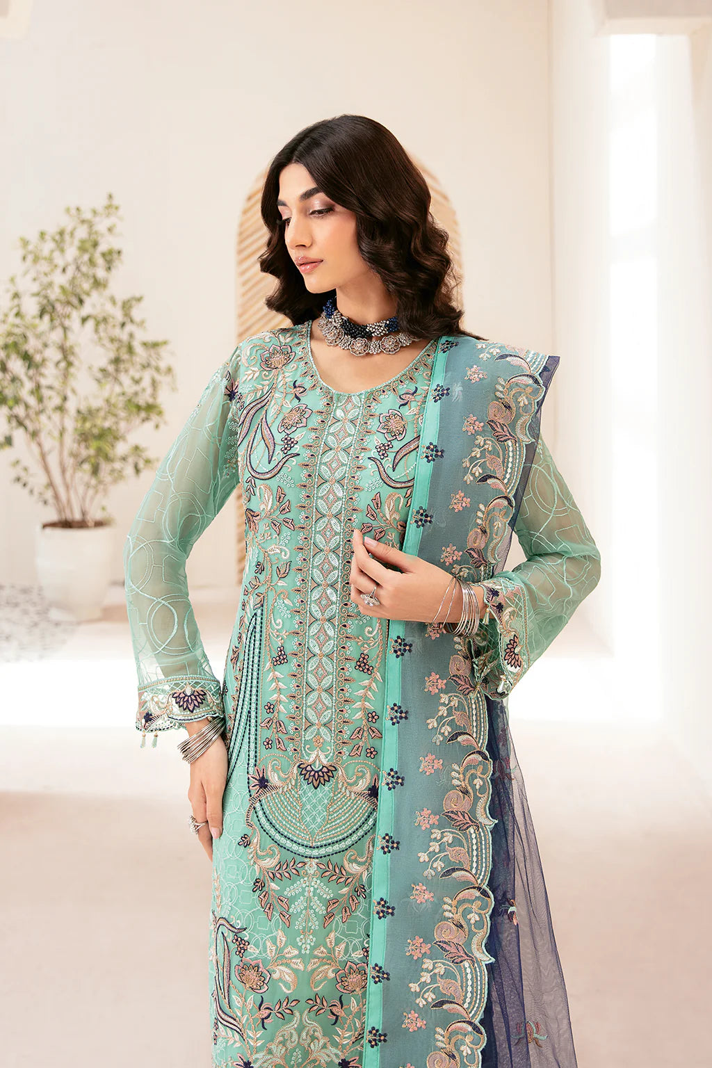 Ready To Wear Rangoon Chiffon Embroidered Collection By Ramsha D-1207