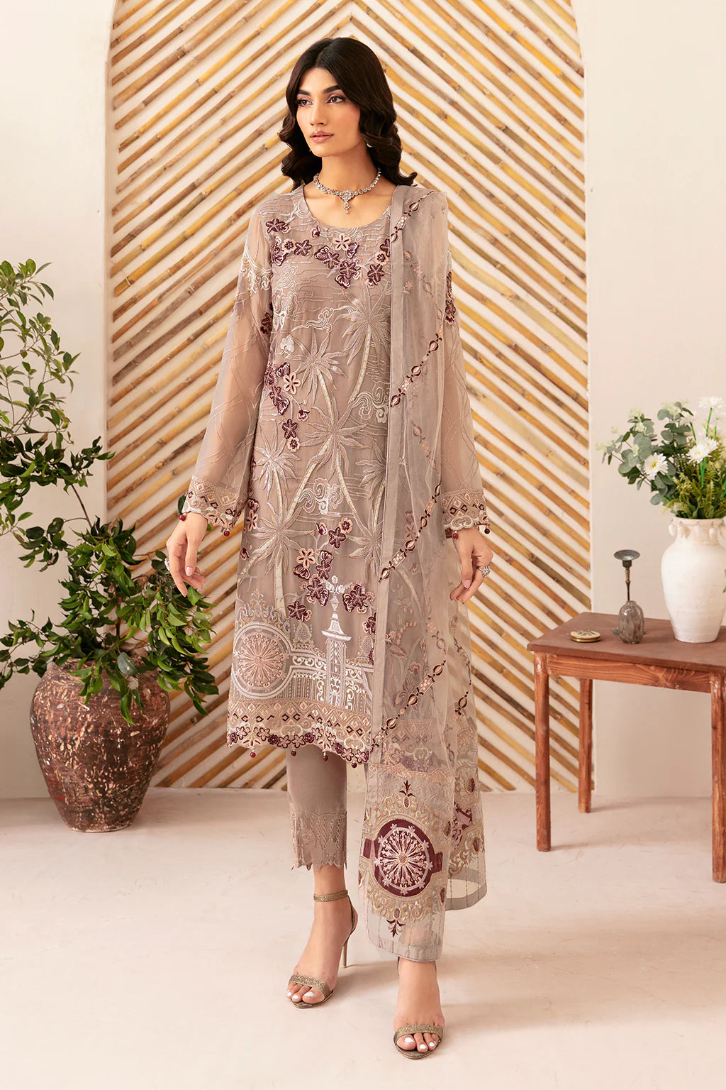 Ready To Wear Rangoon Chiffon Embroidered Collection By Ramsha D-1206