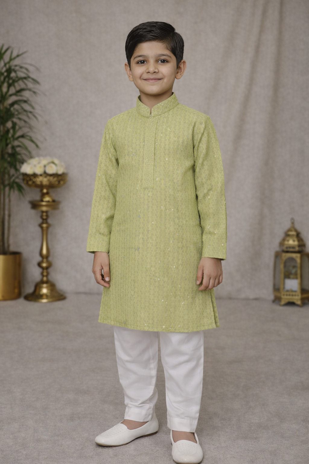 Boys Kurta Pajama - Lime Green