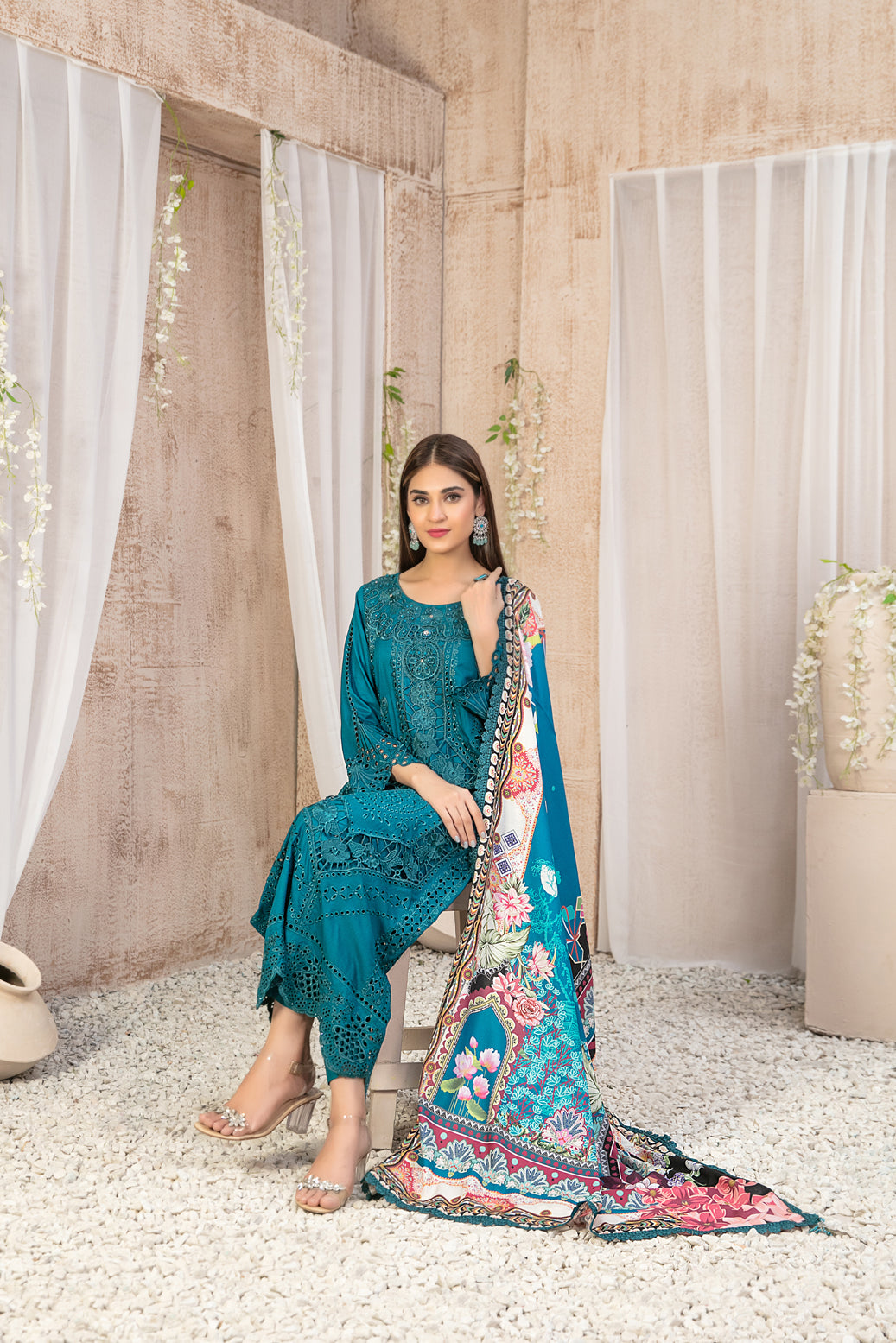 Semi-Unstitched ILONA Fancy Embroidered Collection by Tawakkal D-9582