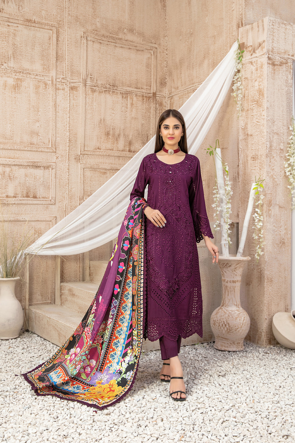 Semi-Unstitched ILONA Fancy Embroidered Collection by Tawakkal D-9583