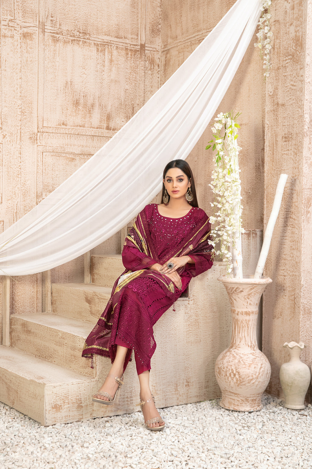 Semi-Unstitched ILONA Fancy Embroidered Collection by Tawakkal D-9584