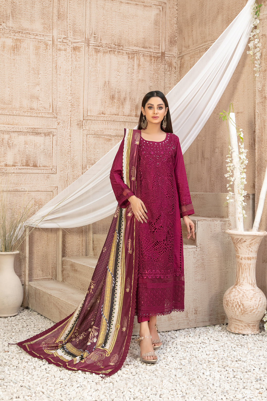 Semi-Unstitched ILONA Fancy Embroidered Collection by Tawakkal D-9584