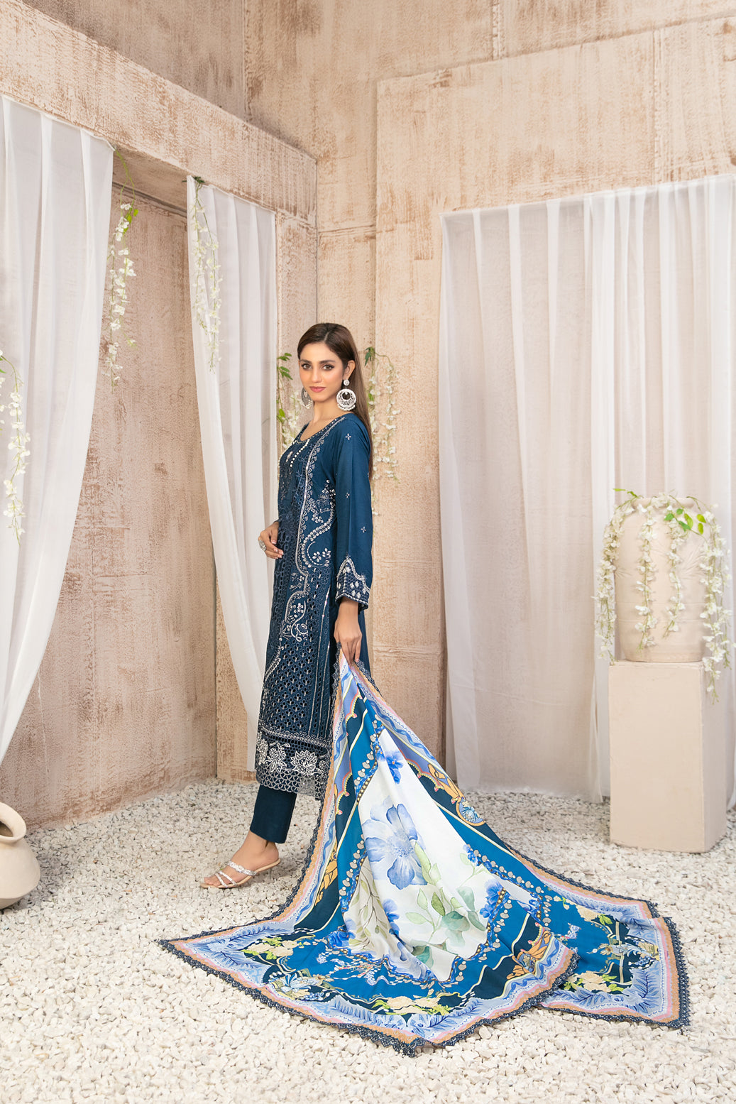 Semi-Unstitched ILONA Fancy Embroidered Collection by Tawakkal D-9587