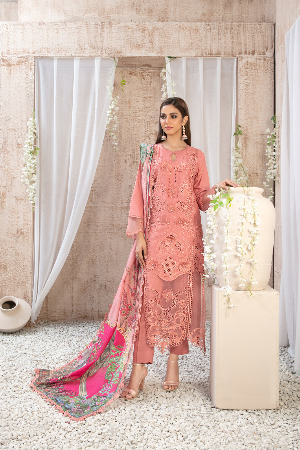 Semi-Unstitched ILONA Fancy Embroidered Collection by Tawakkal D-9588