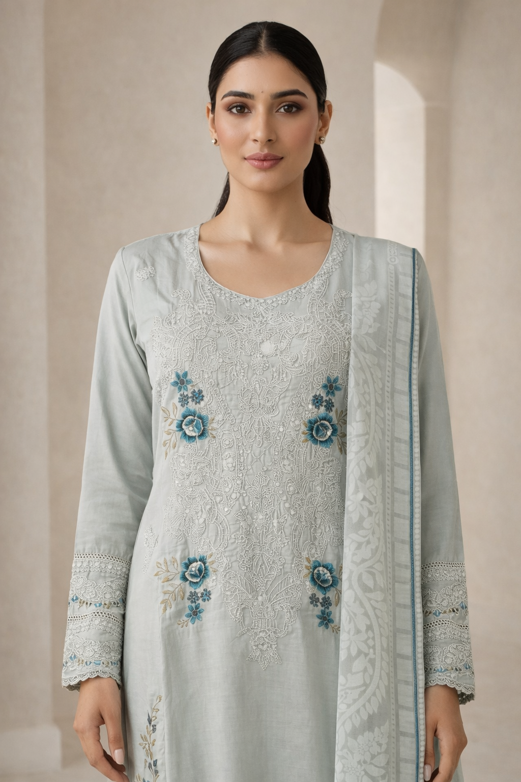 Grey Palazzo Close Up