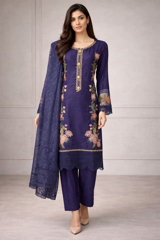 Navy_Blue_Embroidered_Palazzo_Full_View_With_Dupatta
