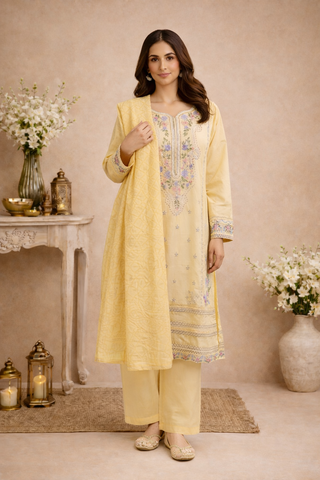 Full View Yellow Pakistani Palazzo Pant Suit