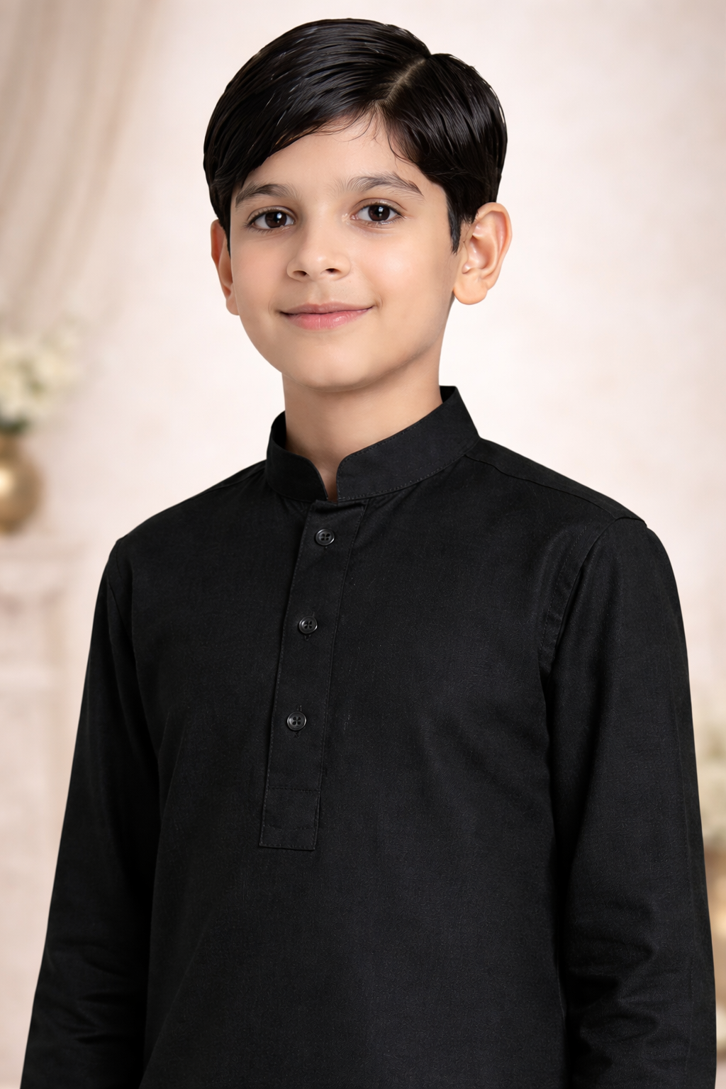 boys black kurta pajama close view