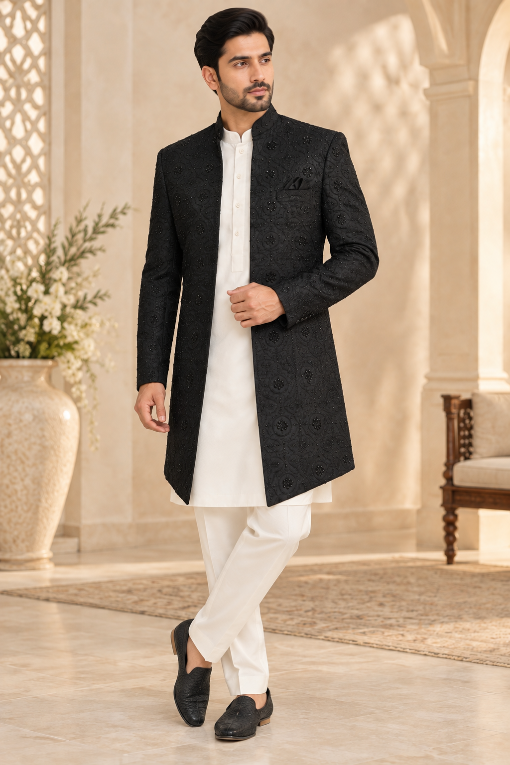 Men’s Black Embroidered Jodhpuri Jacket