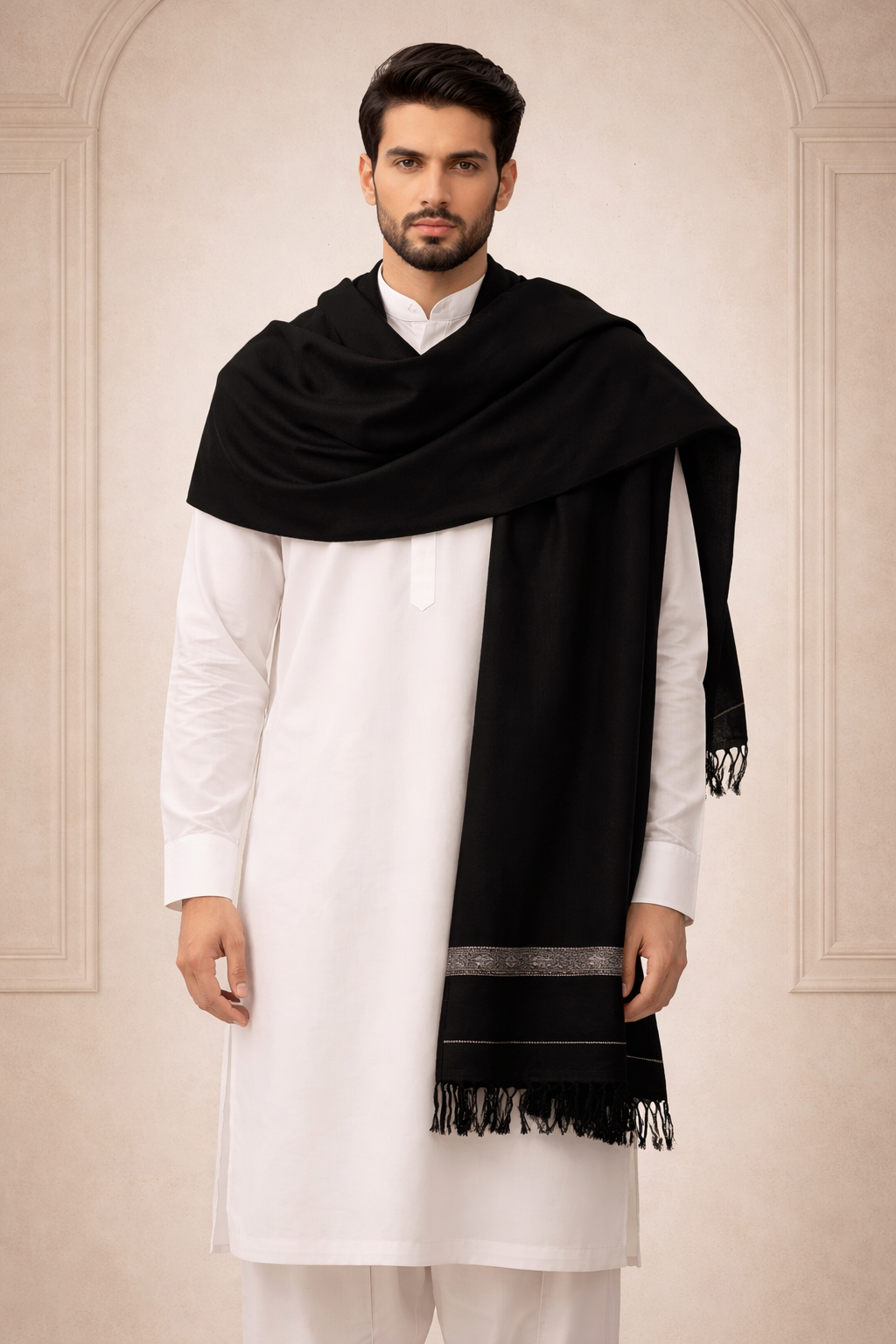 Black Men's Pakistani Wool Shawl