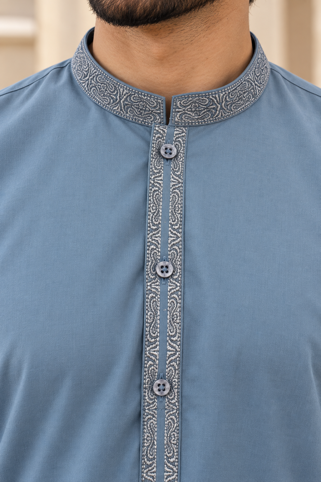 Men’s Blue Embroidered Pakistani Shalwar Kameez