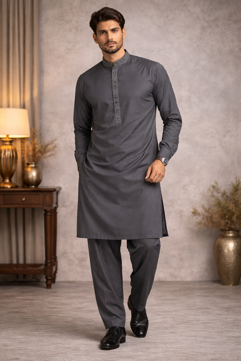 brown mens pakistani shalwar kameez 