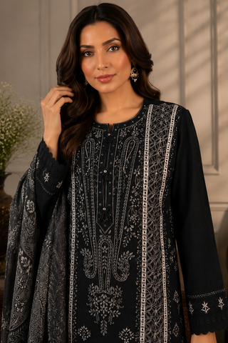 laides black pakistani palazzo pants suit uk close view