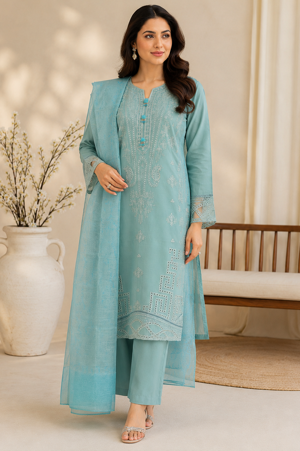 duck egg ladies women pakistan palazzo salwar suit full view