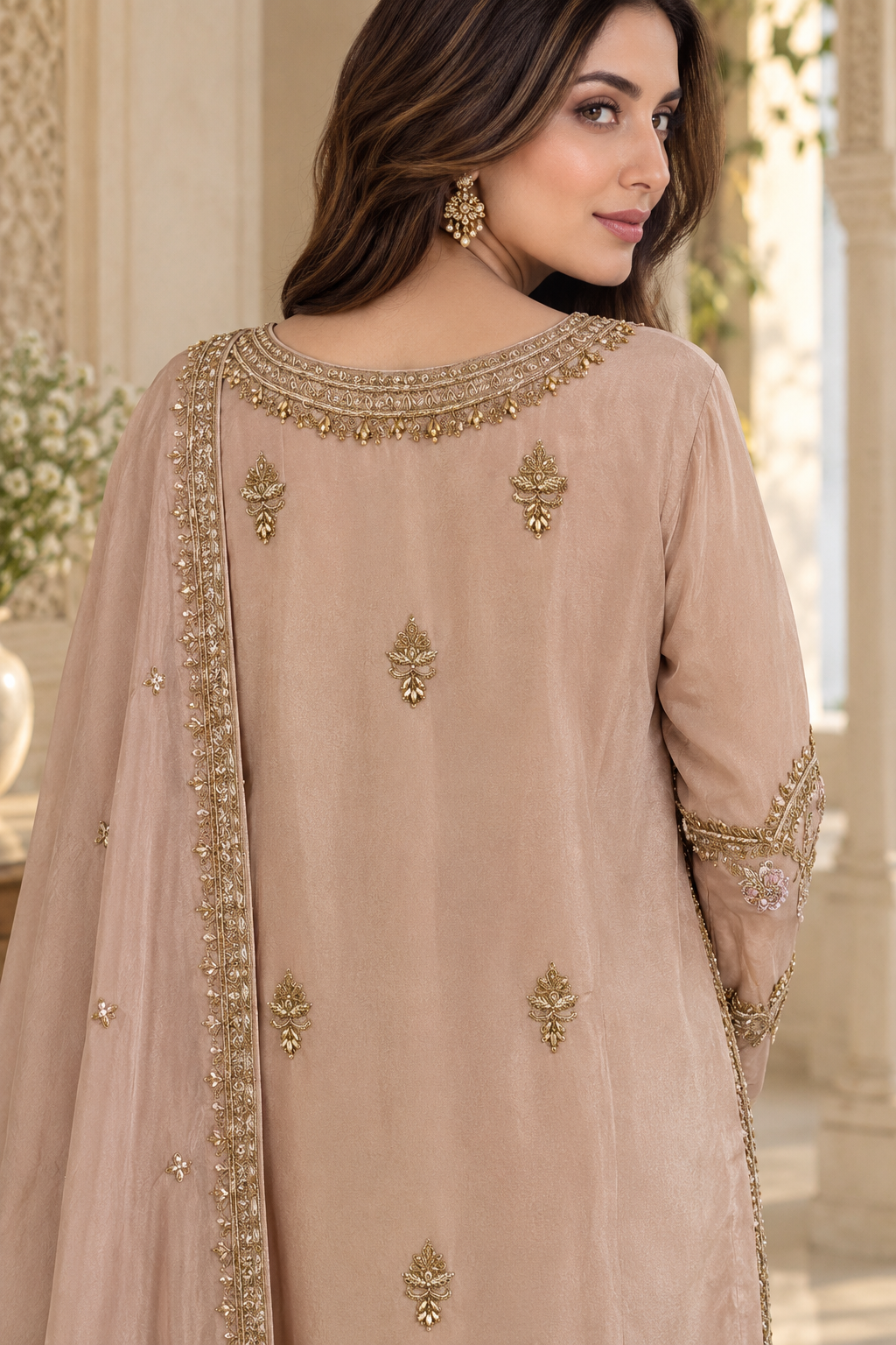 Dusty Pink Embroidered Indian Palazzo Suit