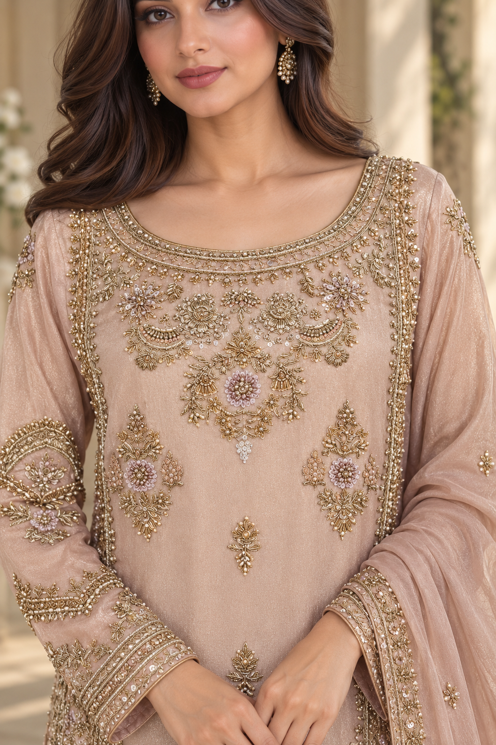 Dusty Pink Embroidered Indian Palazzo Suit