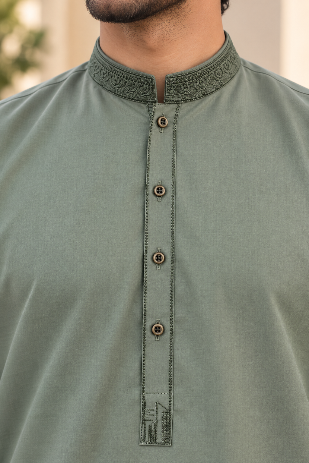 Men’s Green Embroidered Pakistani Shalwar Kameez