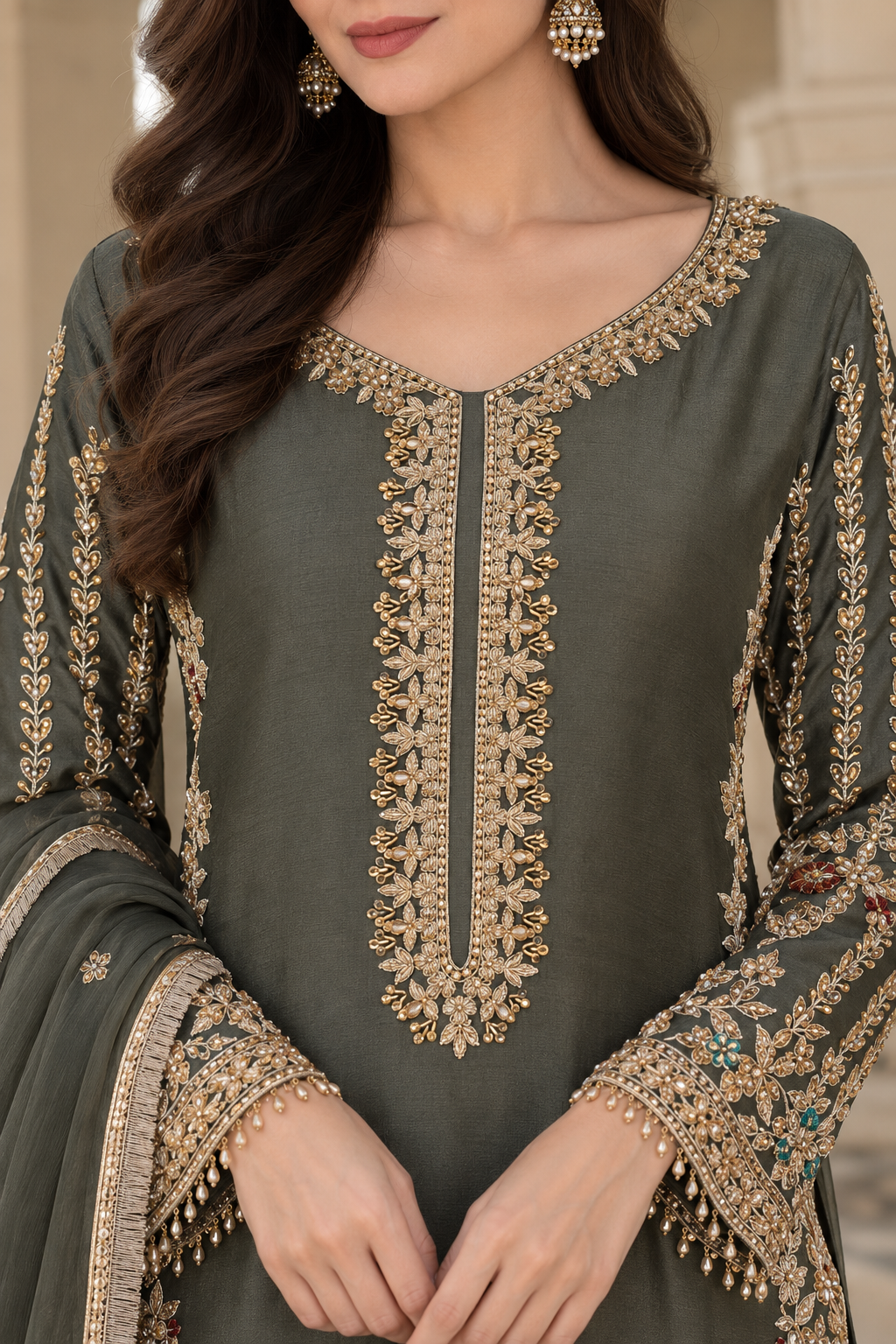 Dark Olive Green Indian Palazzo Suit
