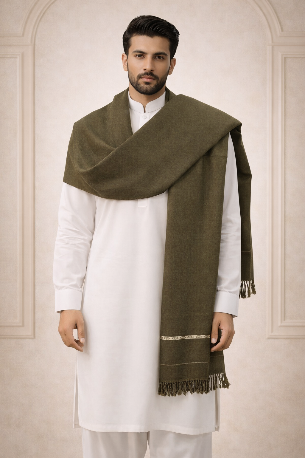 Green Men's Pakistani Wool Shawl