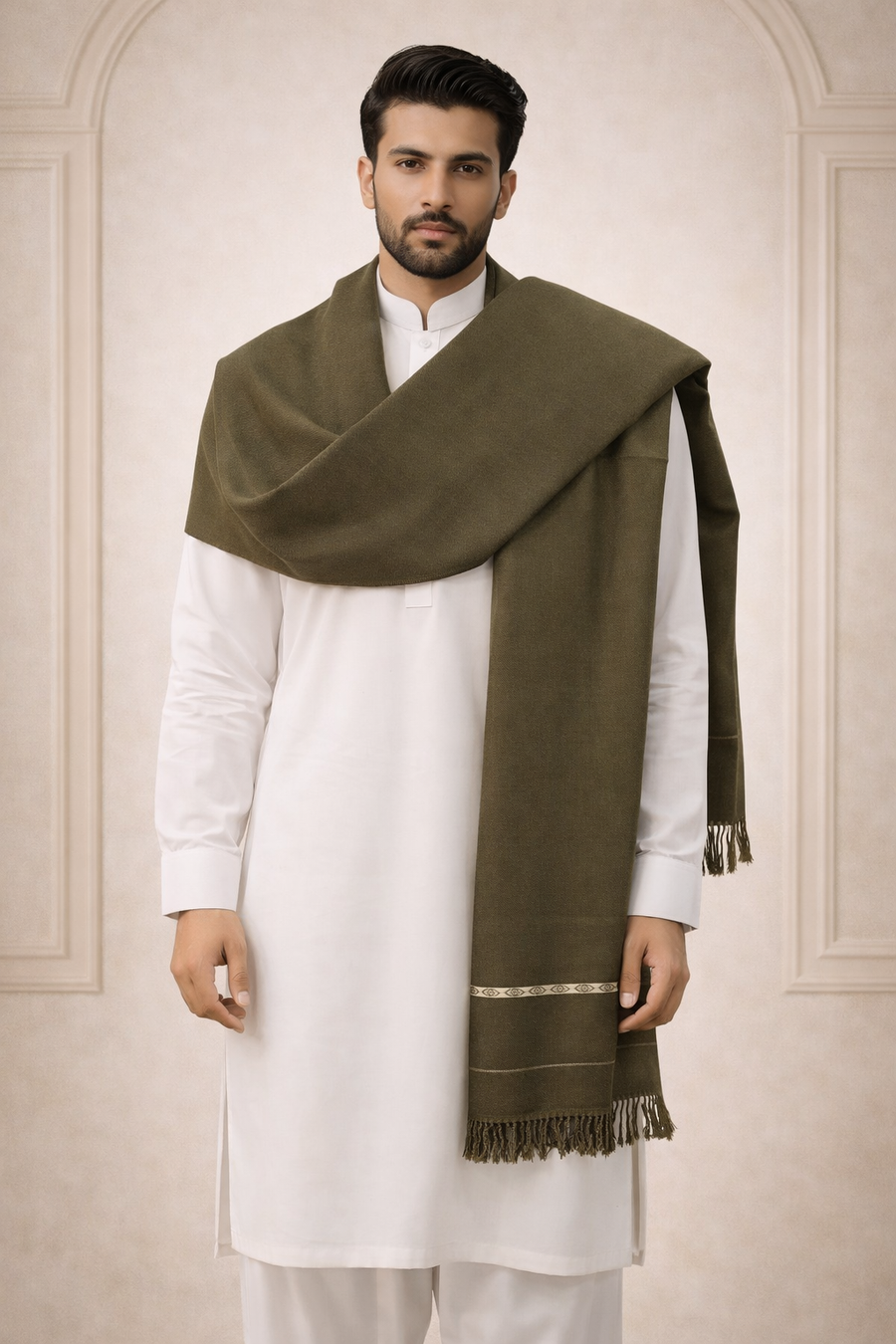 Green Men's Pakistani Wool Shawl