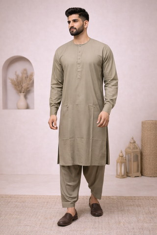 mens green shalwar kameez round neck 