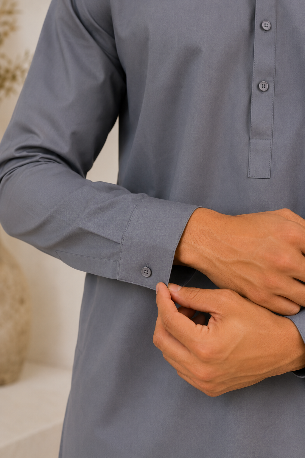 Men’s Grey Salwar Kameez with Trousers