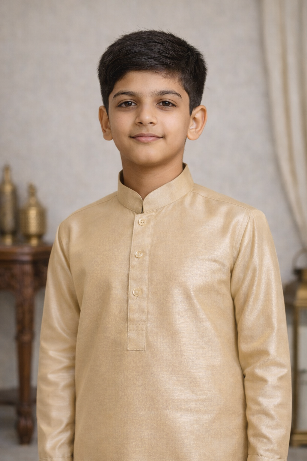 boys kurta pajama gold close view
