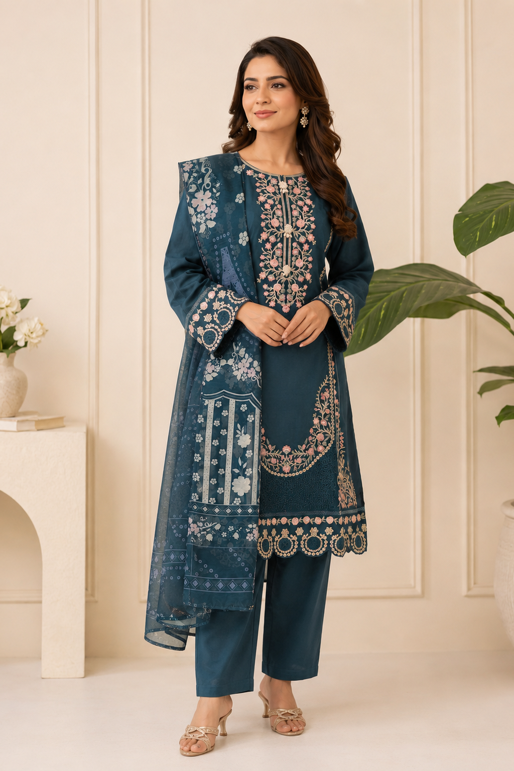Ladies Womens Casual Party Wear Pakistani Salwar Kameez Trouser Palazzo Pants Suit Full View -  Ready made Ready To Wear Ladies Pakistani Clothes