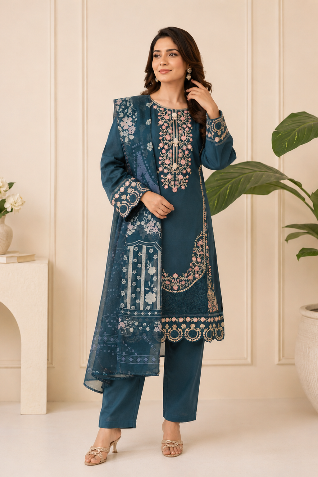 Ladies Womens Casual Party Wear Pakistani Salwar Kameez Trouser Palazzo Pants Suit Full View -  Ready made Ready To Wear Ladies Pakistani Clothes