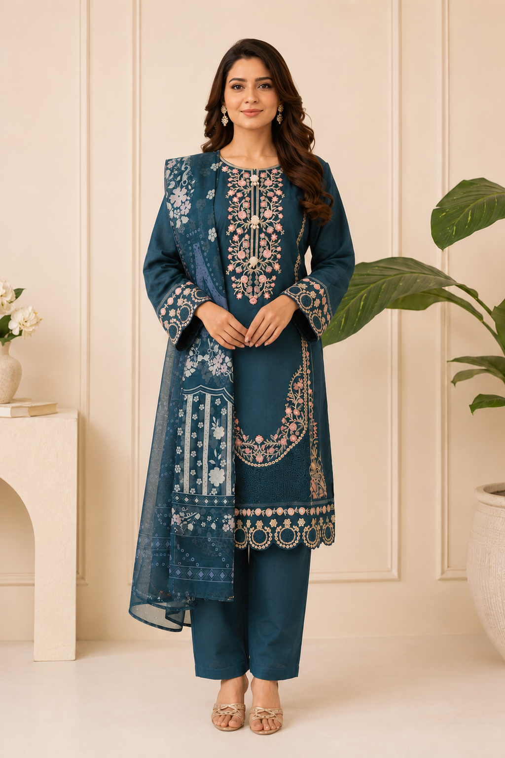 Ladies Womens Casual Party Wear Pakistani Salwar Kameez Trouser Palazzo Pants Suit Full View