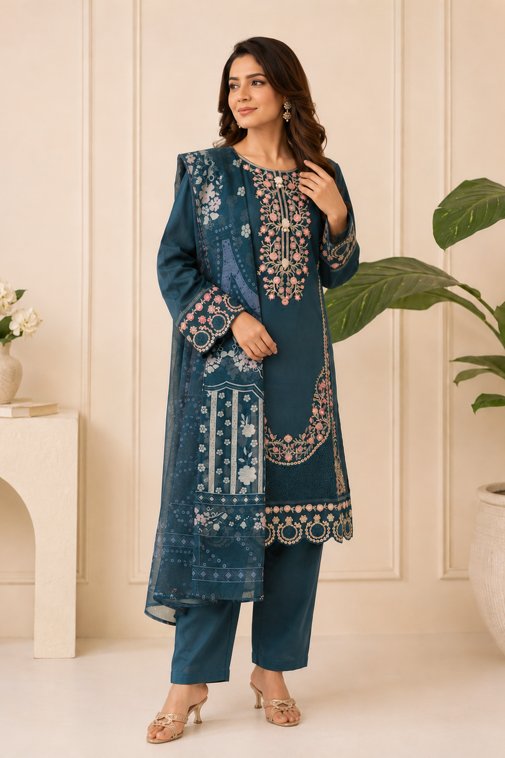 Ladies Womens Casual Party Wear Pakistani Salwar Kameez Trouser Palazzo Pants Suit Full View