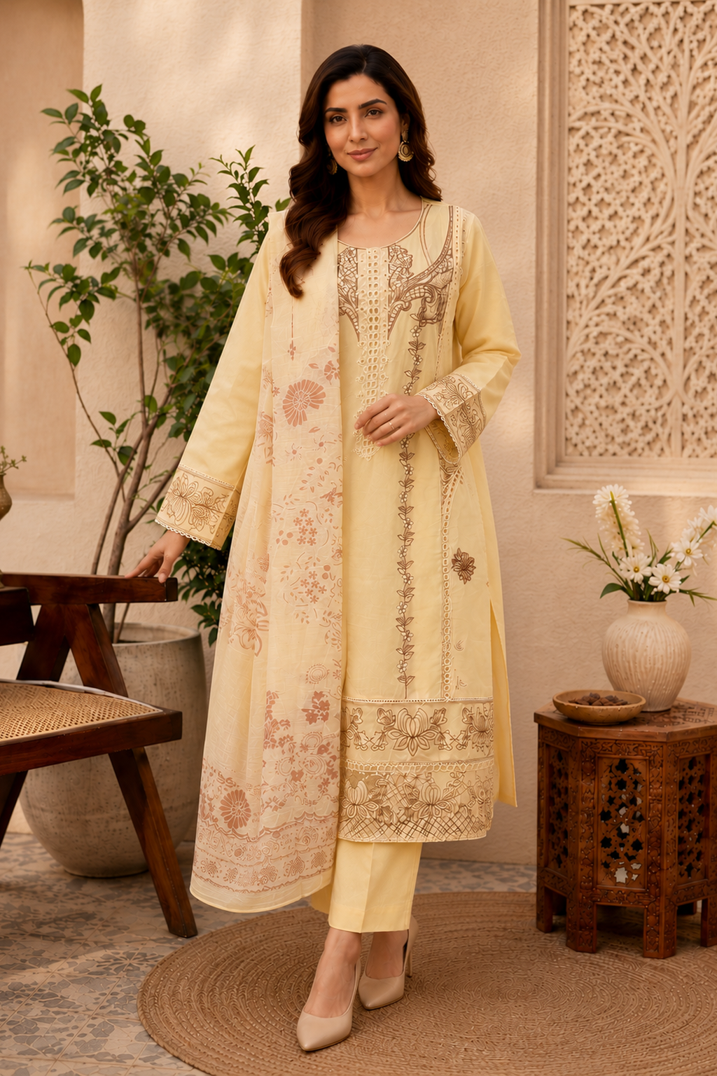 Yellow ladies pakistani palazzo pants salwar trouser suit UK