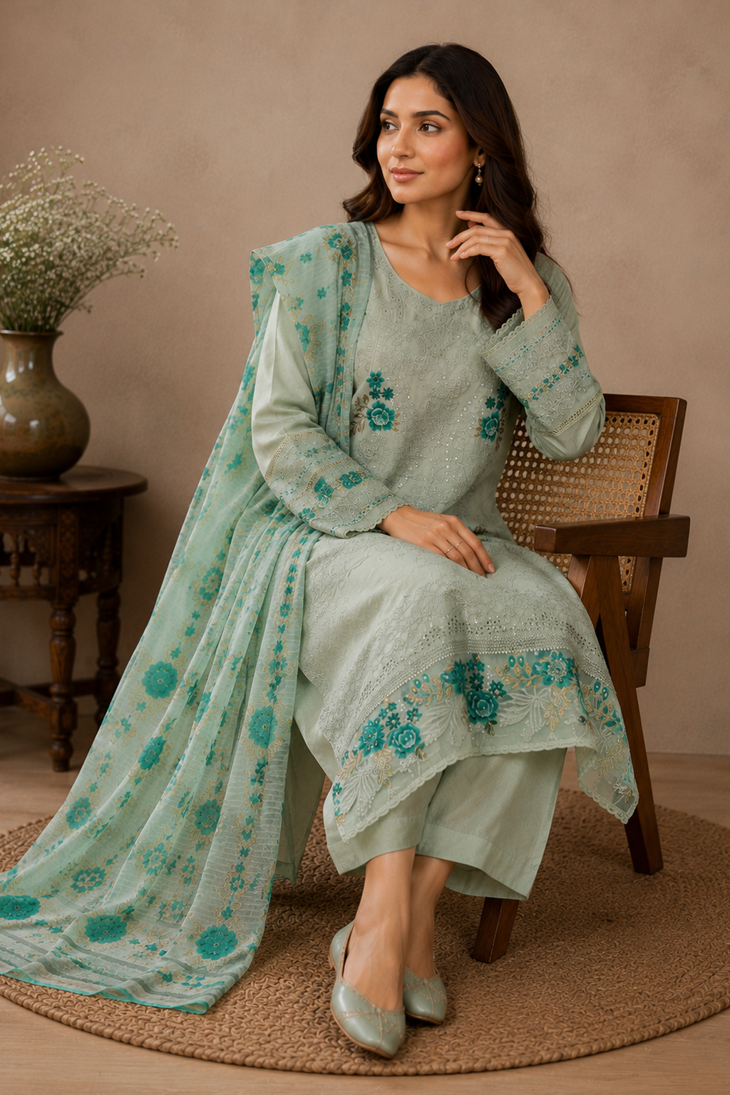 Ladies womens asian pakistani palazzo pants suit for weddings casual wear eid clothes for women with dupatta