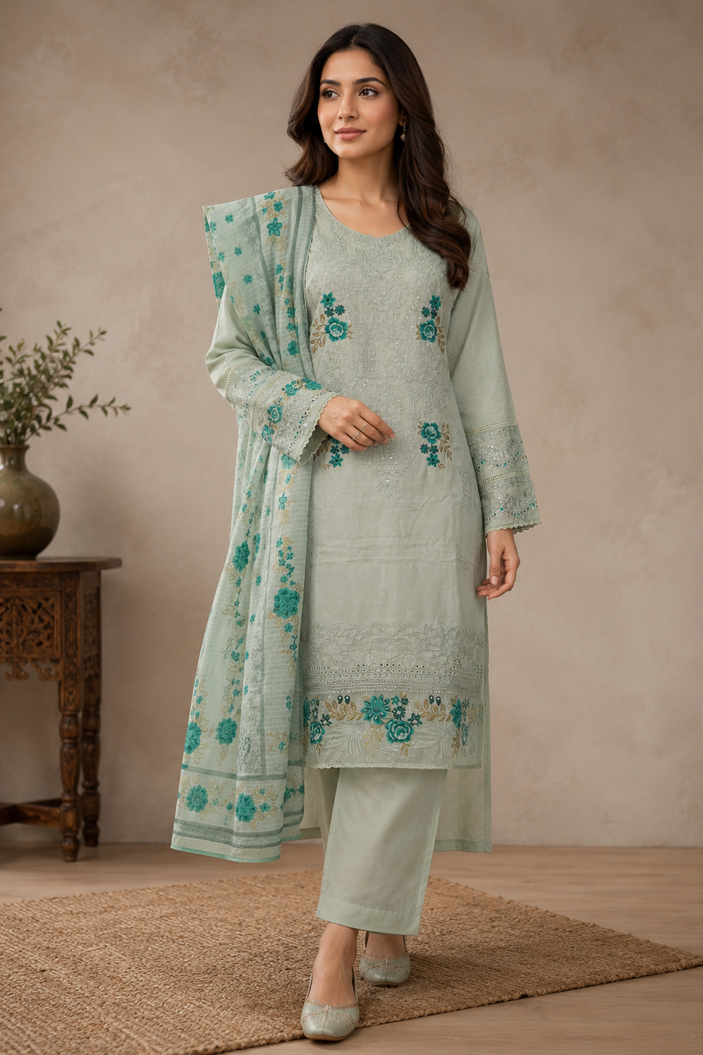 Ladies womens asian pakistani palazzo pants suit for weddings casual wear eid clothes for women with dupatta
