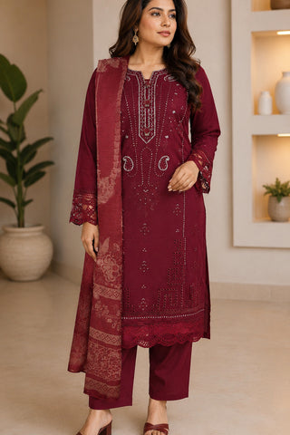maroon ladies palazzo pakistani salwar kameez kurta suit casual everyday wear embroidered. 