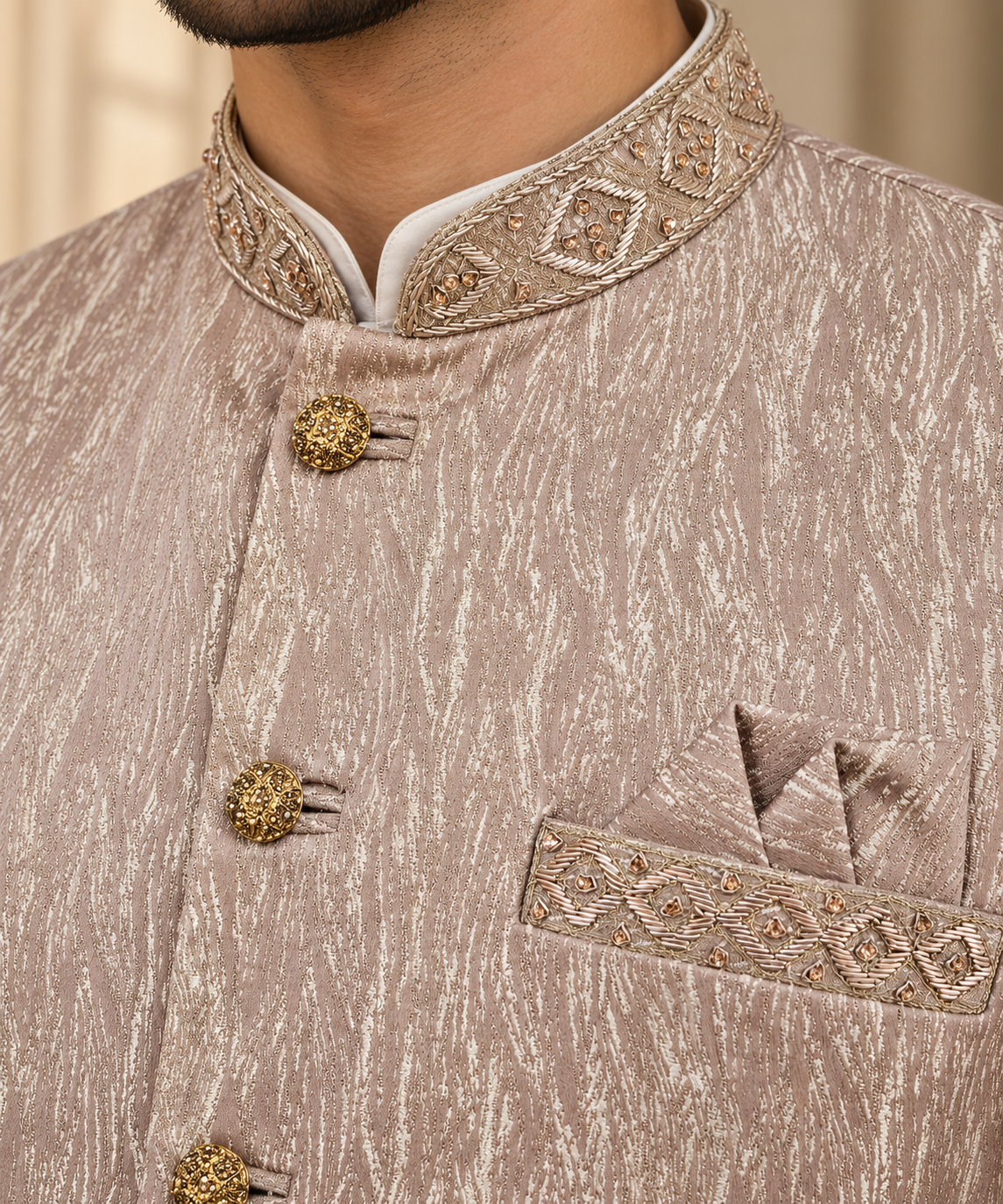 Men’s Dusty Pink Indian Nehru Jacket