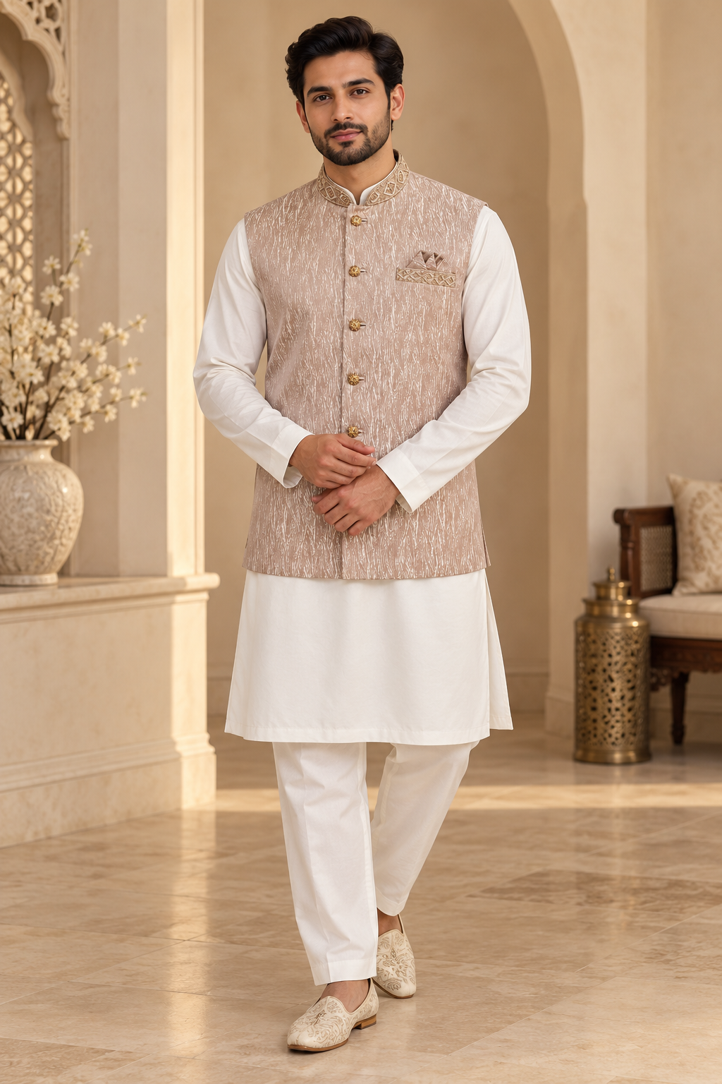 Men’s Dusty Pink Indian Nehru Jacket