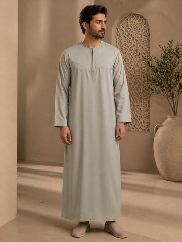 Mens Khaki Jubba Thobe UK Full View 