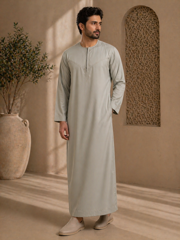 Mens Khaki Jubba Thobe UK Full View 