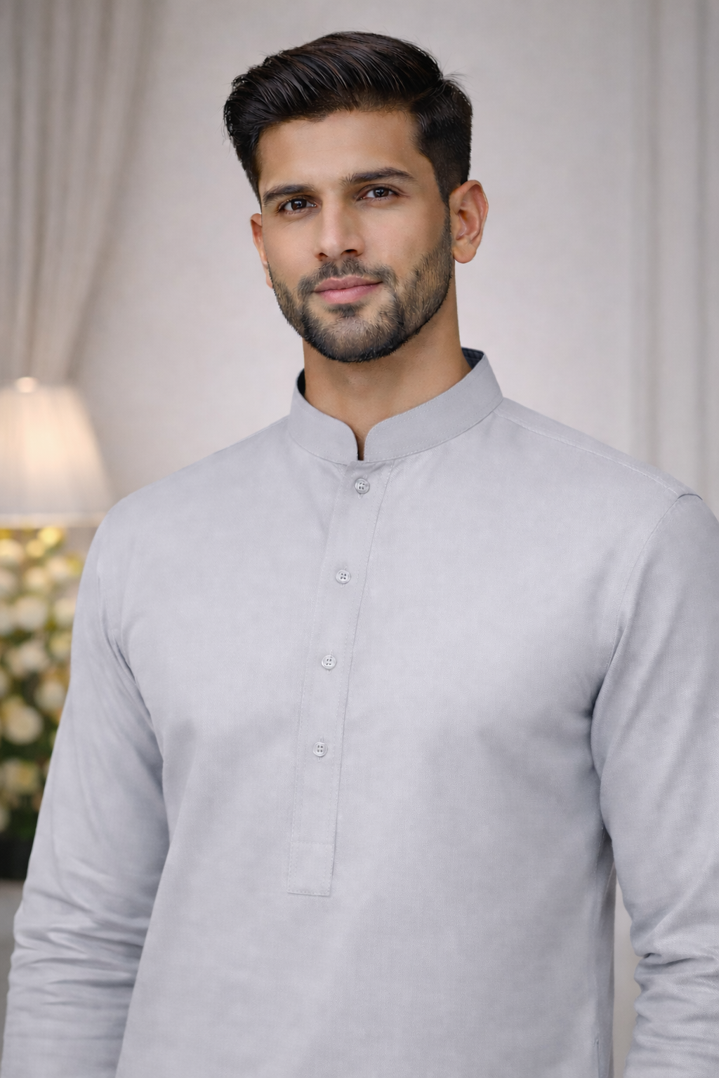 Men's Grey Shalwar Kameez - Casual Pakistani Style Suit