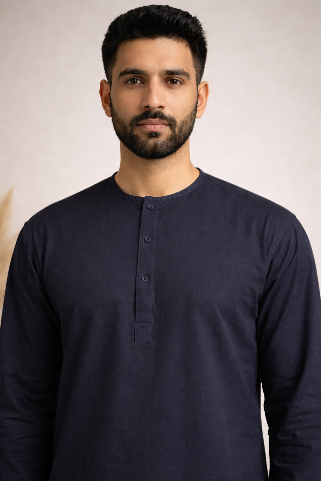 mens navy blue shalwar kameez close view