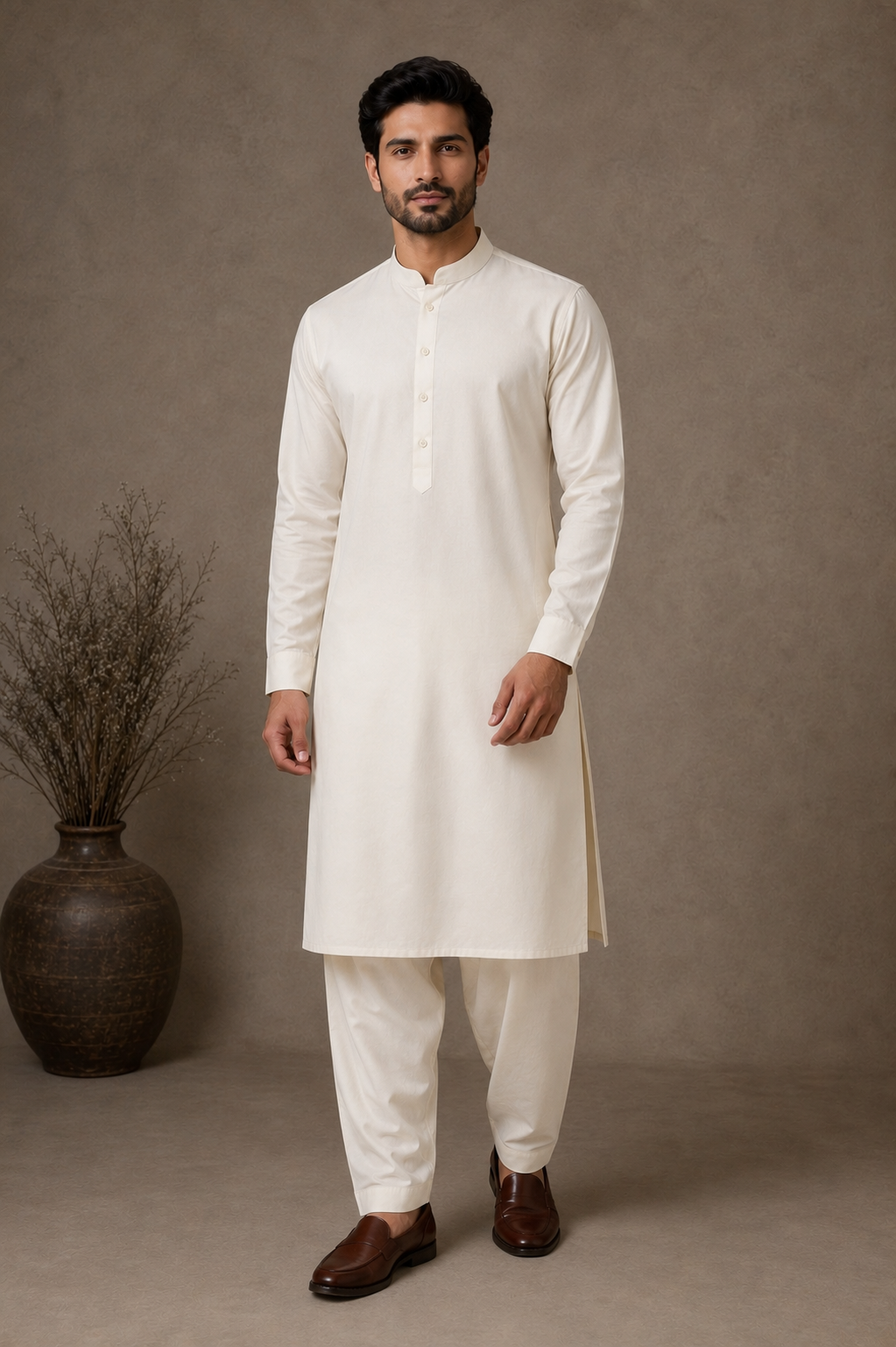 Men’s Off White Kurta Pajama | Pakistani Traditional Outfit UK