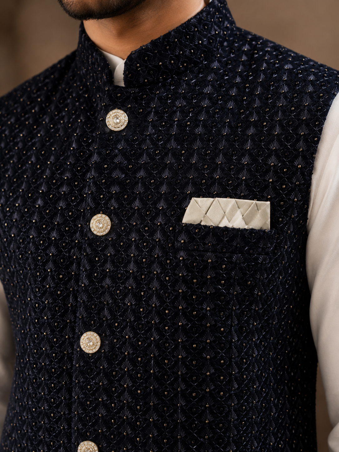 Mens navy blue waistcoat indian nehru jacket