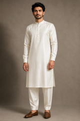 Off-White Dupion silk kurta pajama