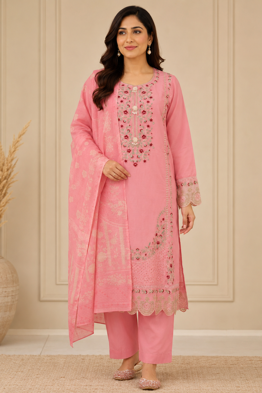 peachy pink ladies womens pakistani palazzo salwar trouser suit. Perfect for weddings and formal wear